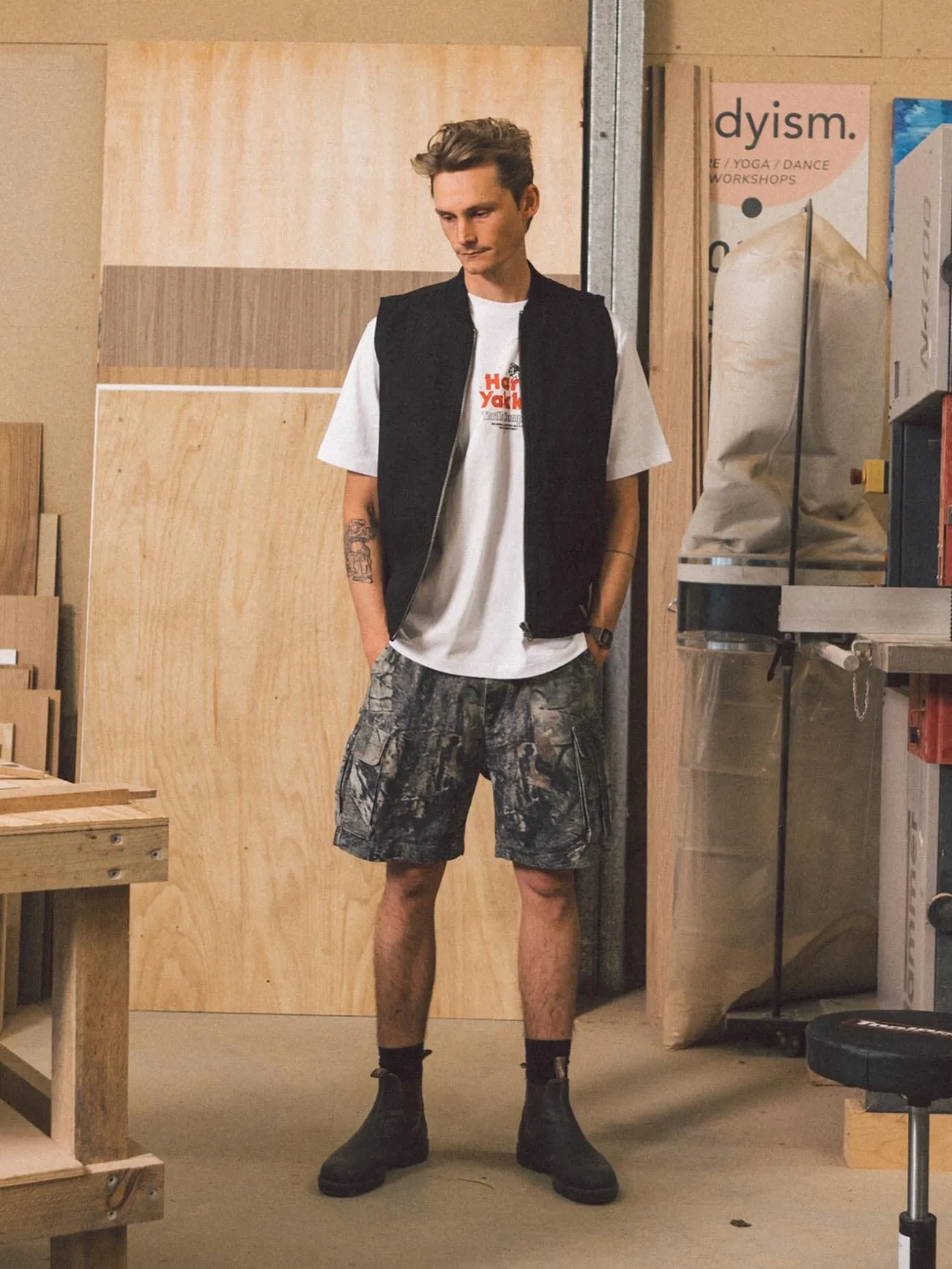 Hard Yakka X Thrills Slacker Cargo Short - Woodland Camo