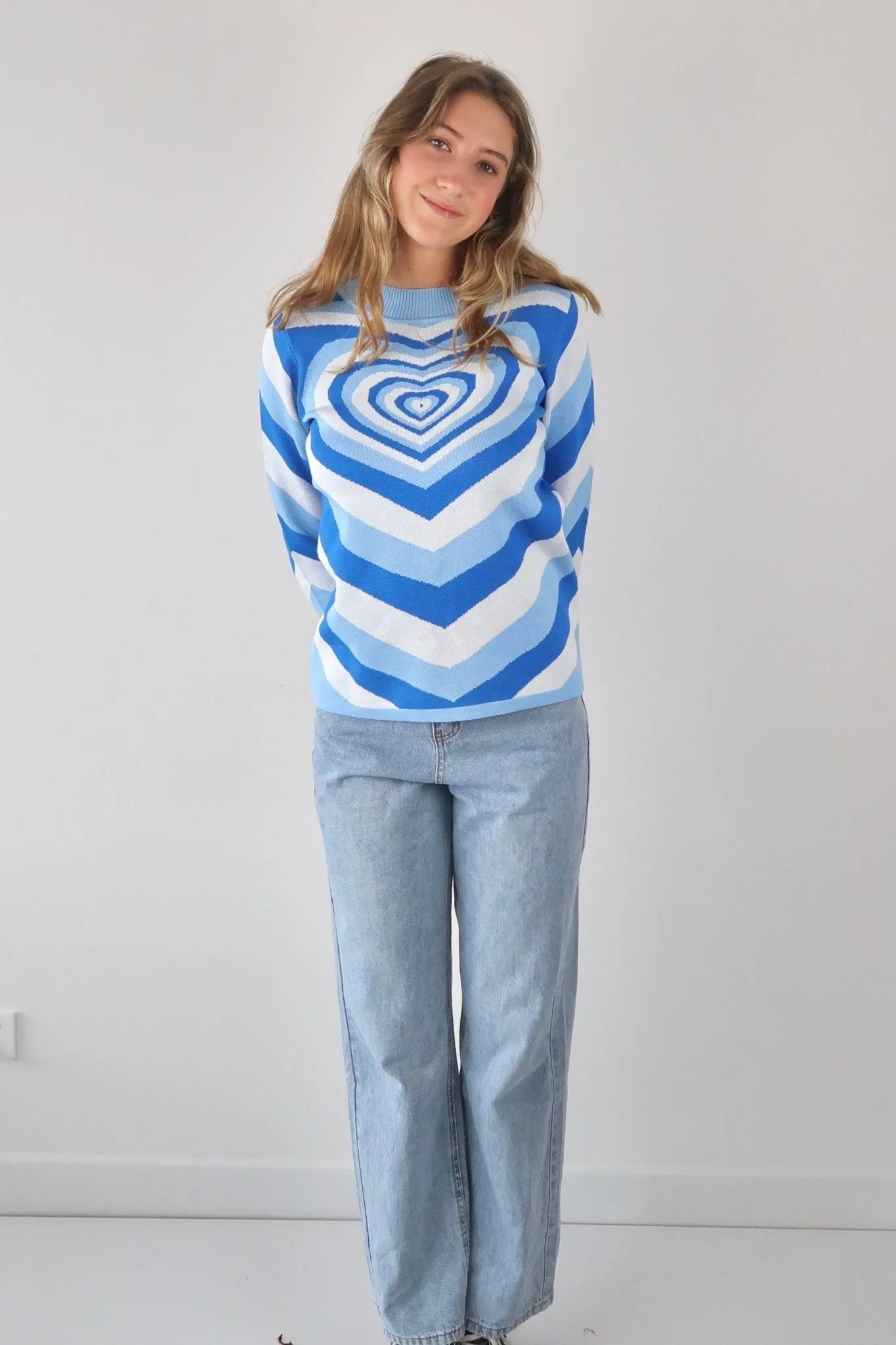 Indie vibe heart pattern jumper