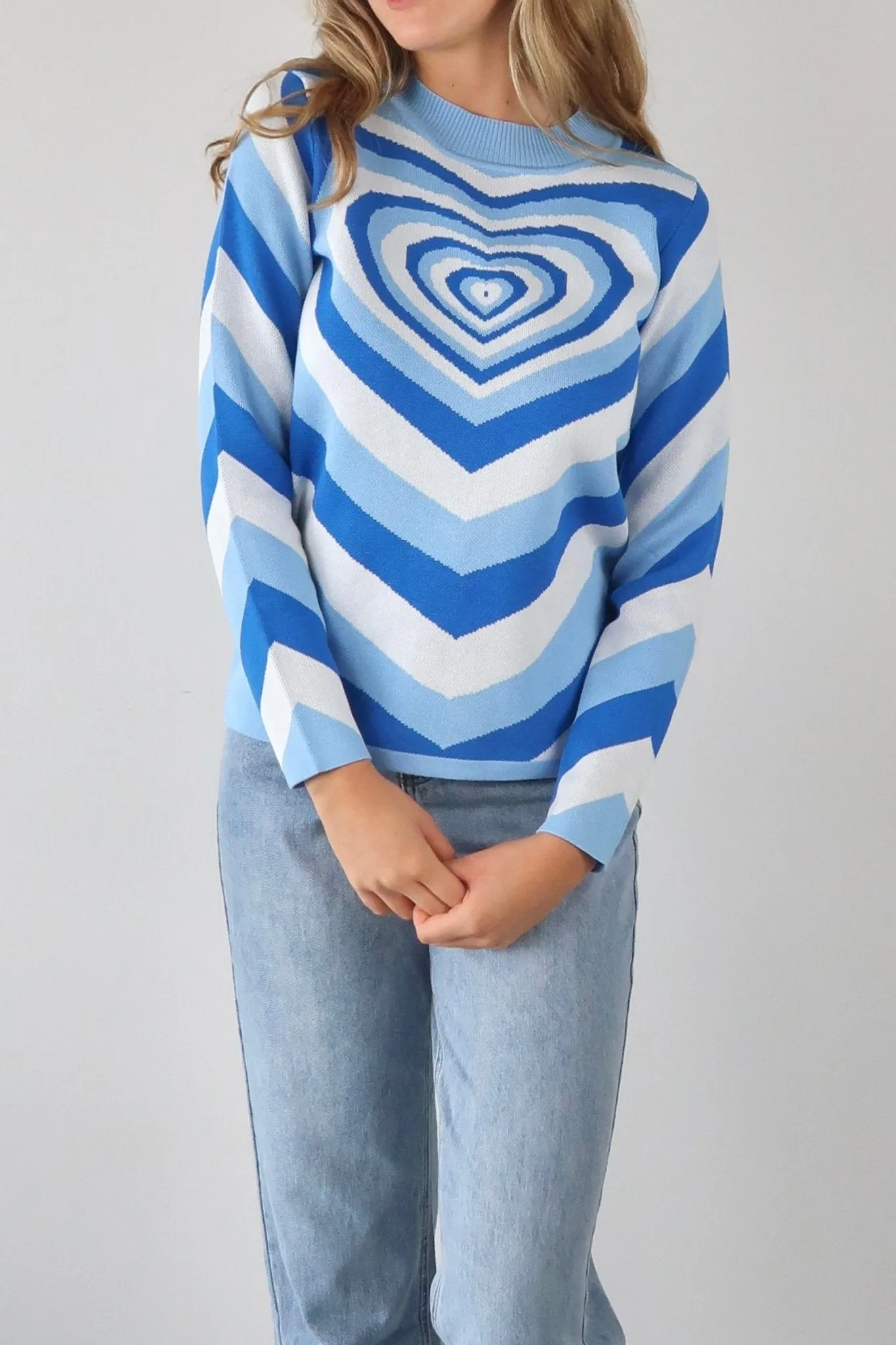 Indie vibe heart pattern jumper