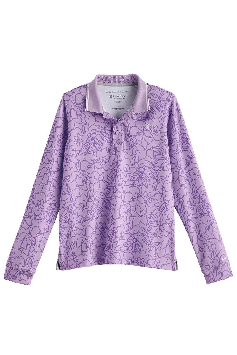 Kid's Erodym Long Sleeve Golf Polo | Soph Lilac Sketched Floral