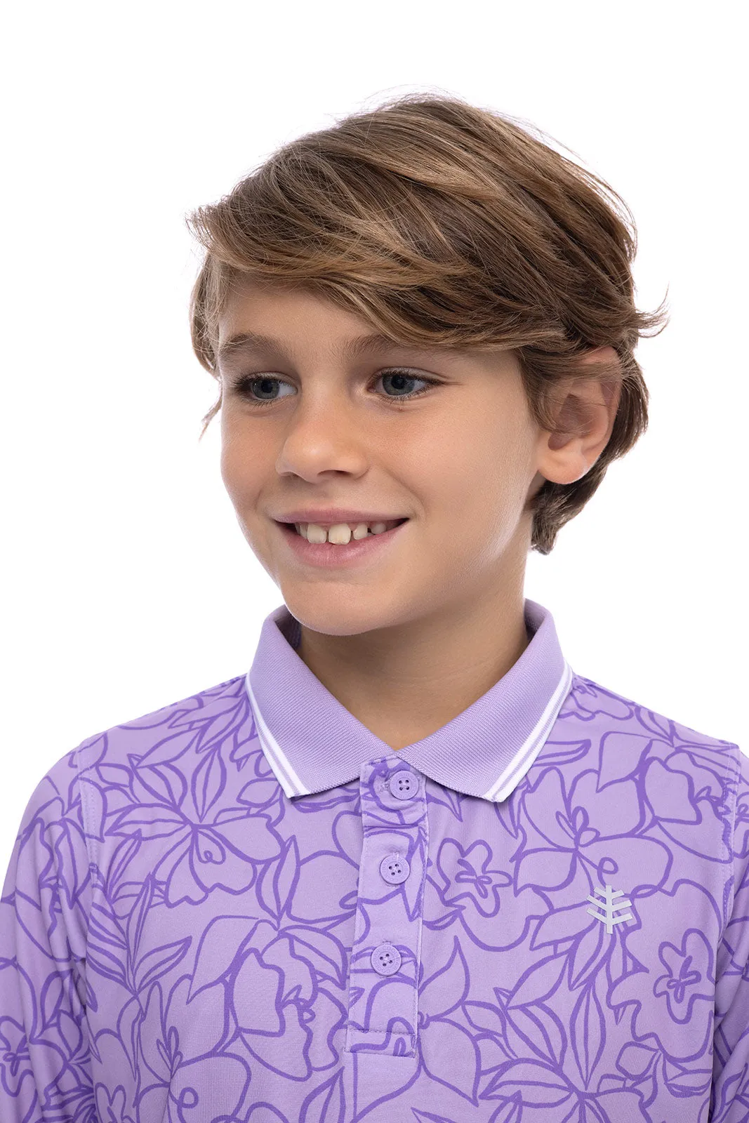 Kid's Erodym Long Sleeve Golf Polo | Soph Lilac Sketched Floral