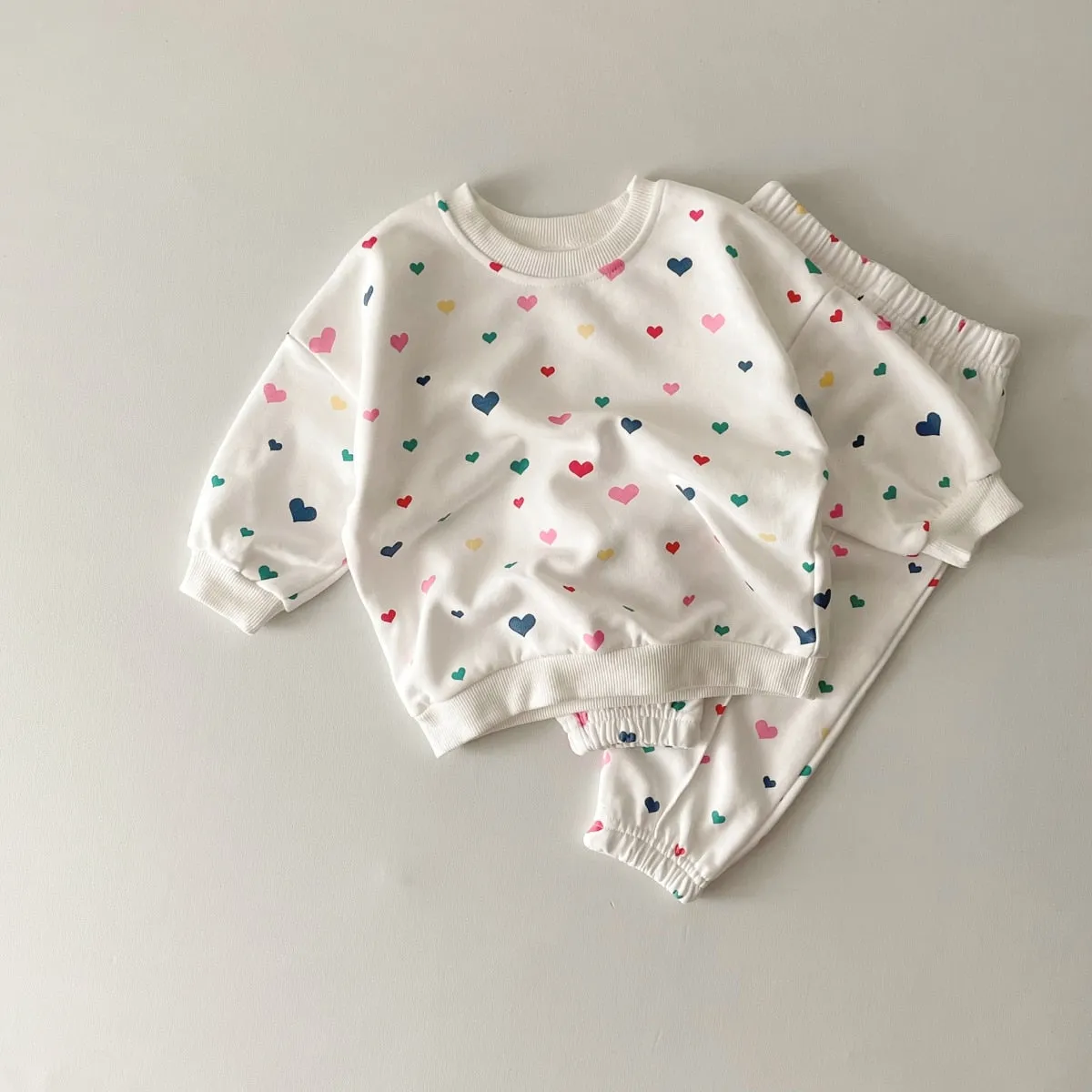 Little Heart Print Jogger Set