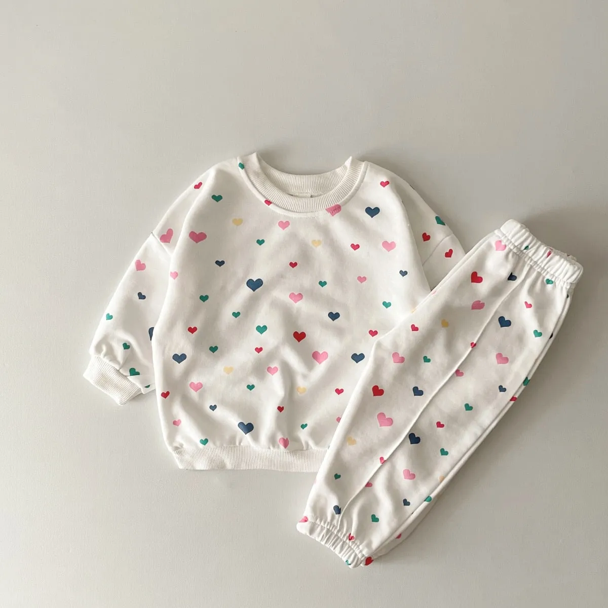 Little Heart Print Jogger Set