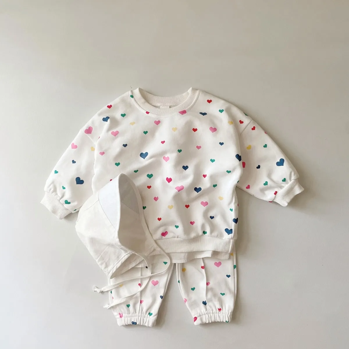 Little Heart Print Jogger Set