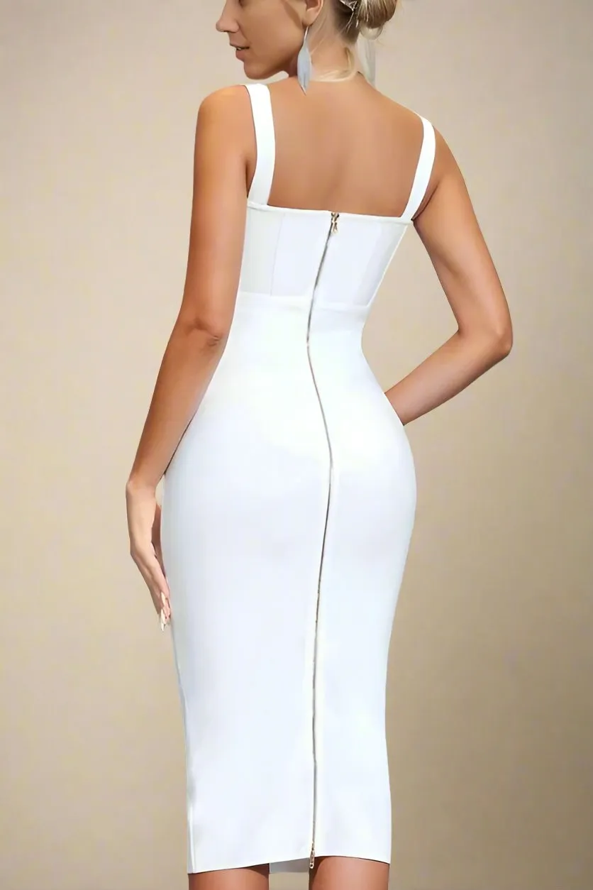 Lola Bodycon Midi Dress - Pearl White