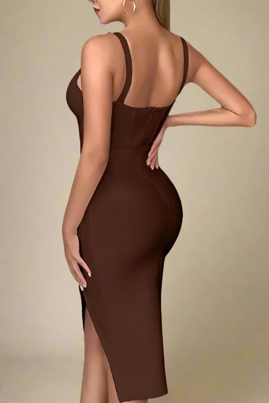 Maddi Bandage Dress - Tan Brown