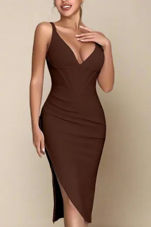 Maddi Bandage Dress - Tan Brown