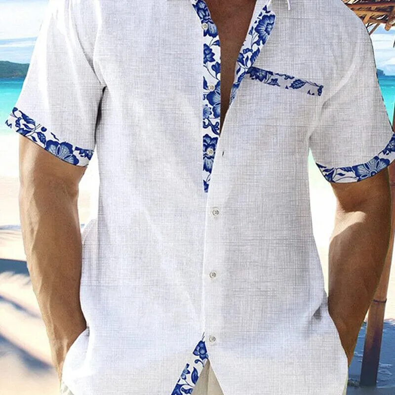 Men Casual Shirt Button Down Short Sleeve