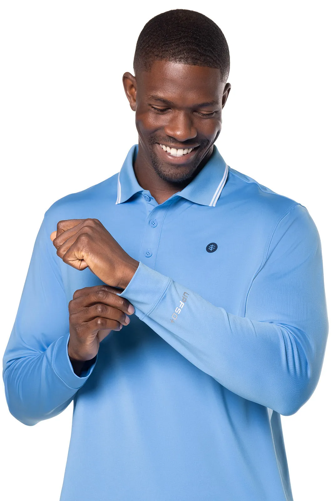 Men's Erodym Long Sleeve Golf Polo | Clear Sky Blue