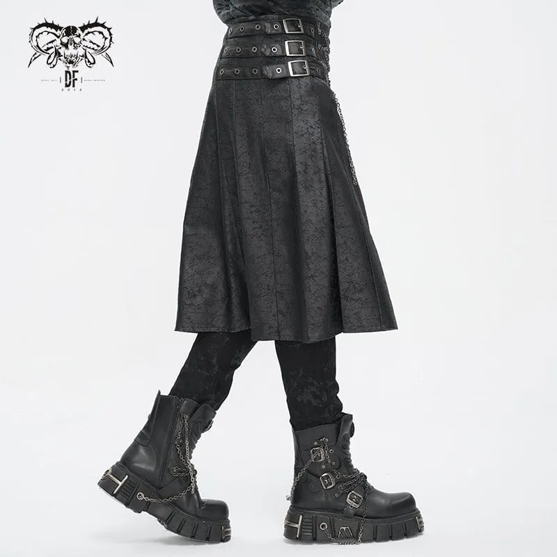 Men's Gothic Chain Multi-buckle Skirt