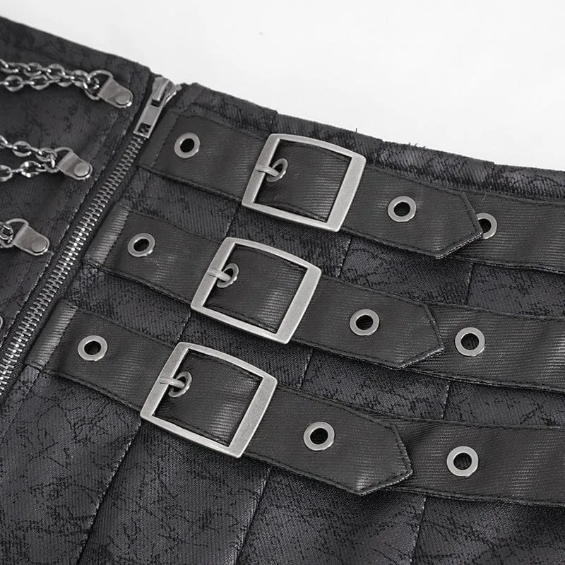 Men's Gothic Chain Multi-buckle Skirt