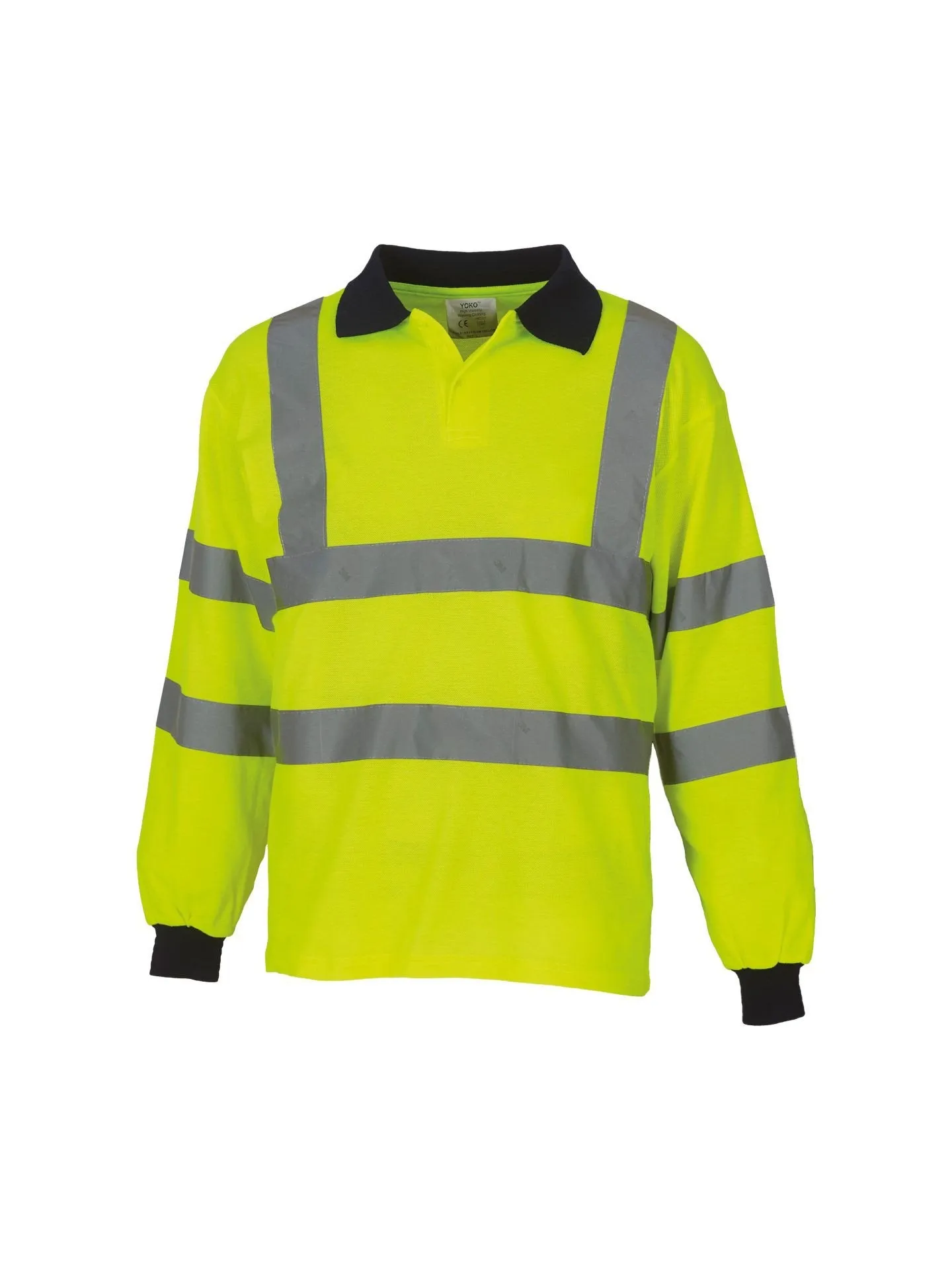 Men's High Vis Long Sleeve Work Polo Shirt