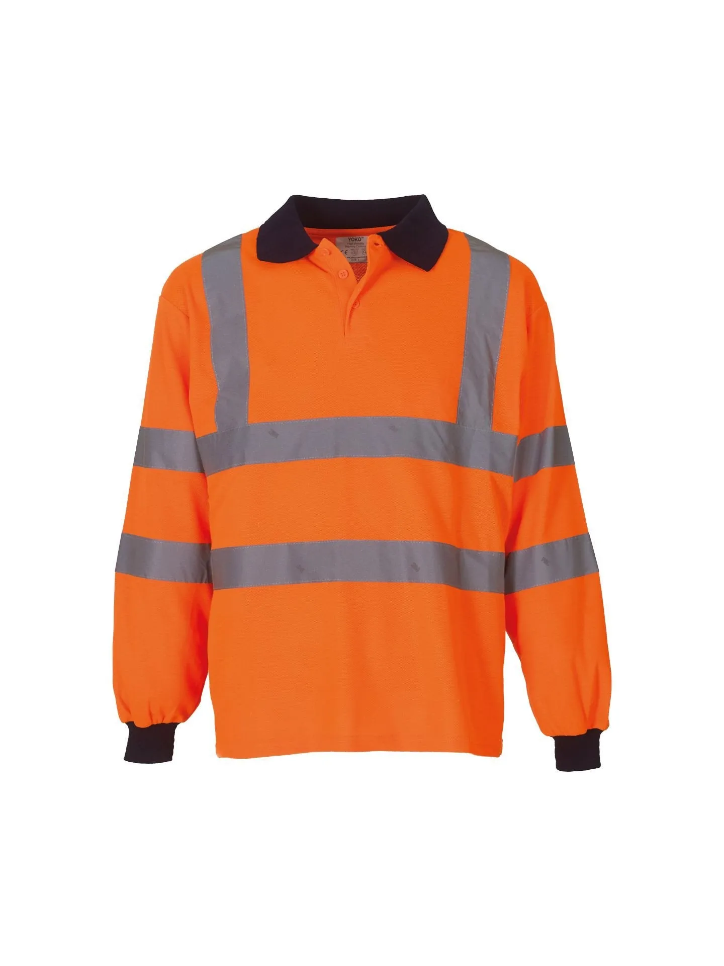 Men's High Vis Long Sleeve Work Polo Shirt