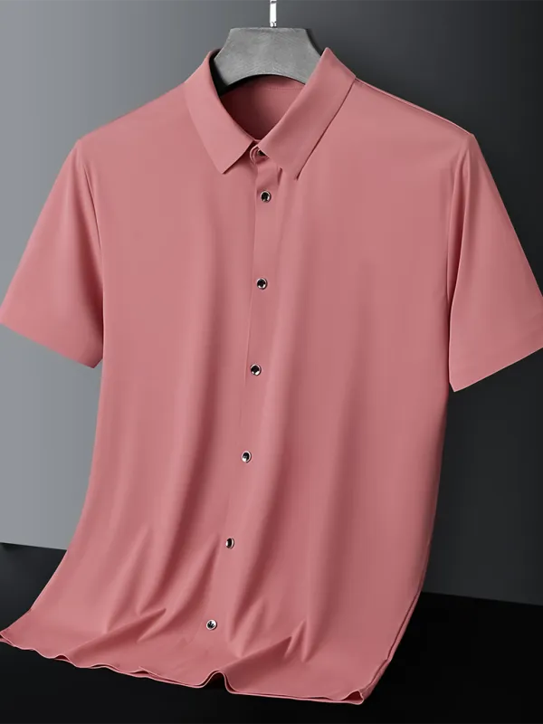 Men's light ice silk high elastic short sleeve shirt