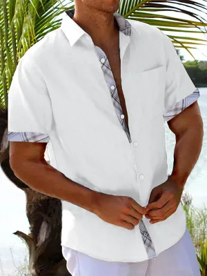 Men's Vacation Shirt Short Sleeve Contrast Lapel Shirt