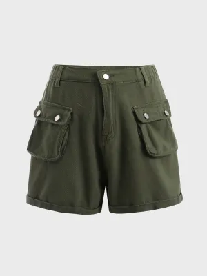 Midsize Summer Essential Elastic-Waist Cargo Shorts