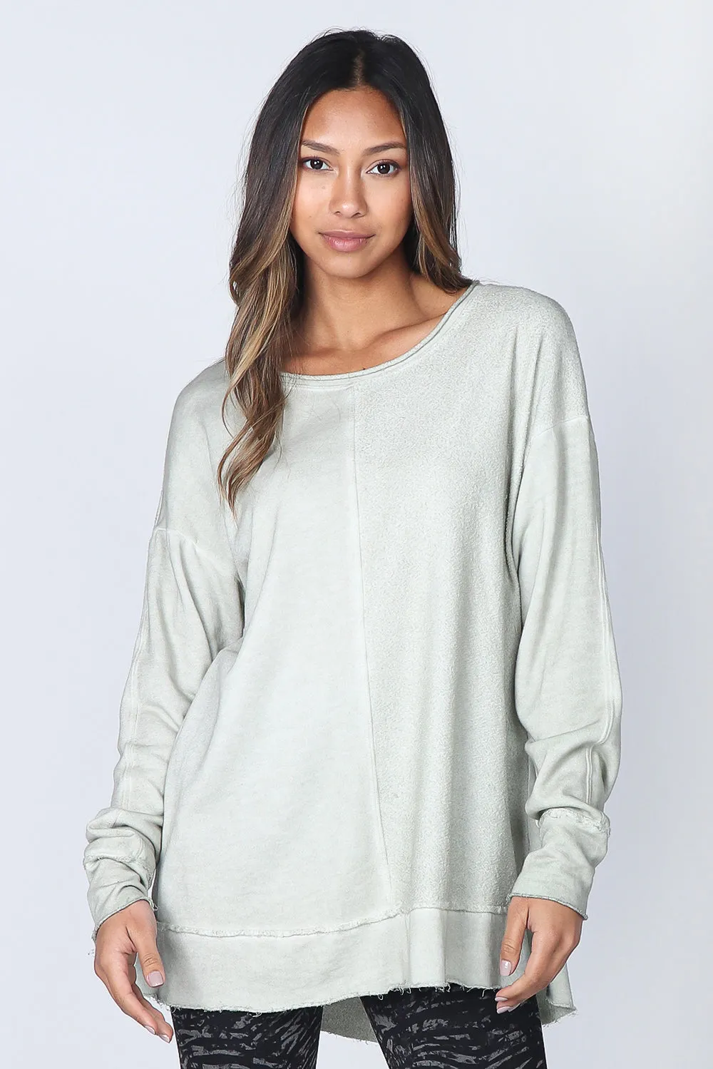 Oil-washed Split Paneled Pullover