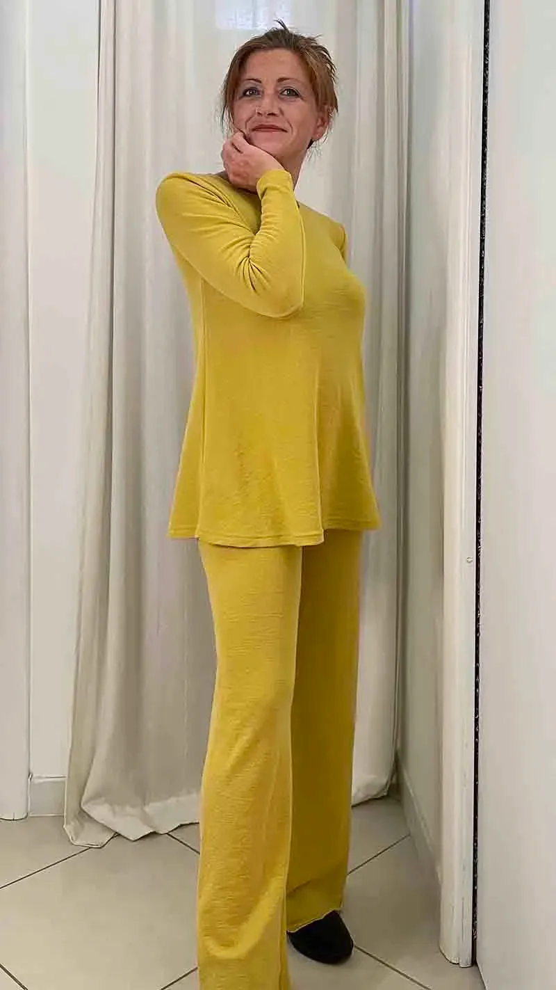 Pantalone Donna in lana merino Giallo