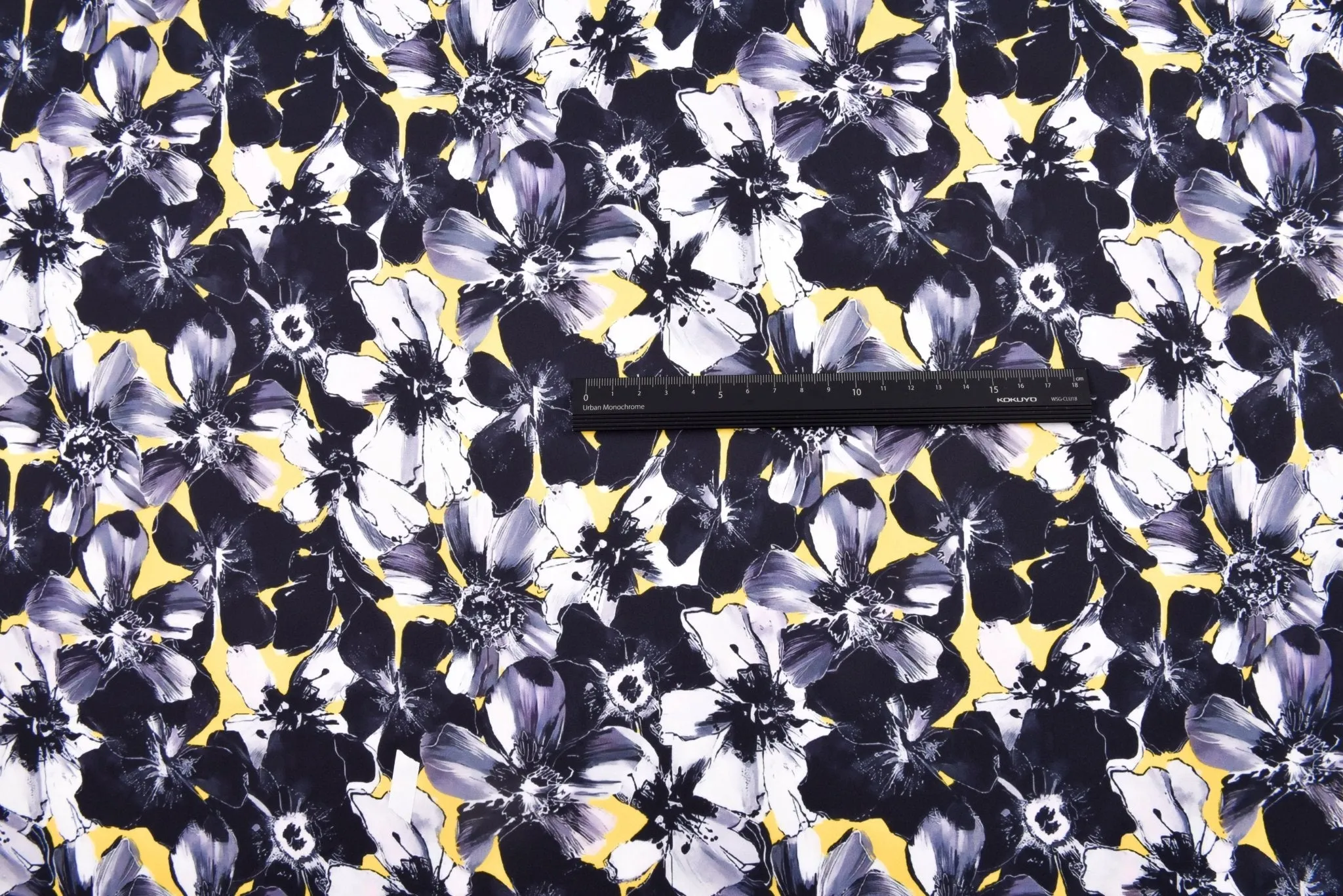 Premium Stretch Silky Satin Digital Print Fabric- Black- Roses-#7/1