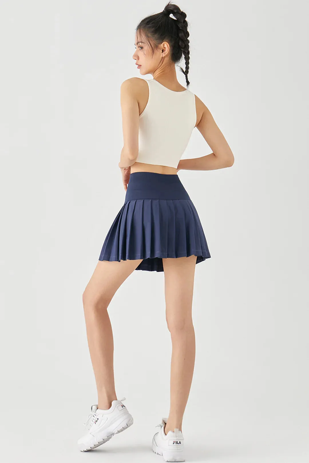 [Rexing x Peiliee Sport] Tennis Girl Seamless High-Waisted Pleated Skirt with Built-in Shorts