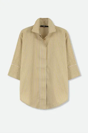 SAHANA DOLMAN SHIRT IN COTTON POPLIN MUSTARD STRIPE