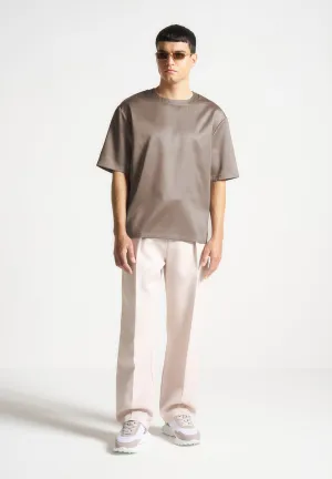 Satin Boxy Fit T-Shirt - Taupe