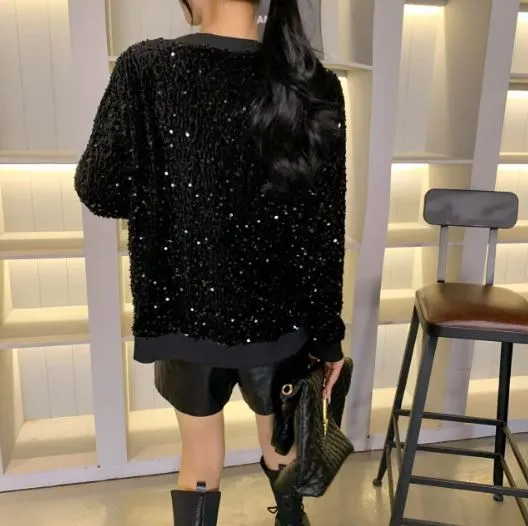 Sequin Oversize Bomber Jacket