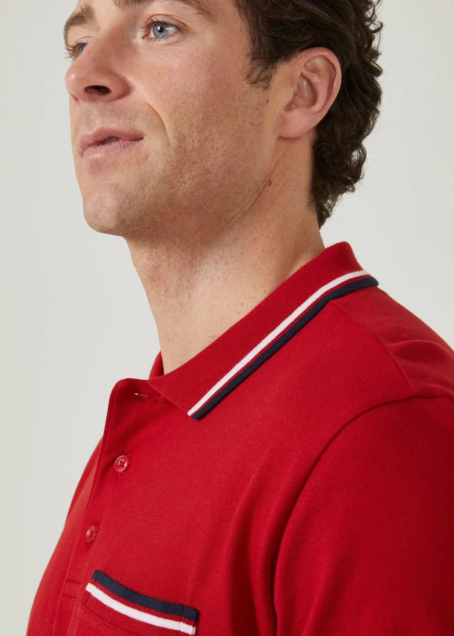 Shoreham Polo Shirt with Tipped Trim In Rosso