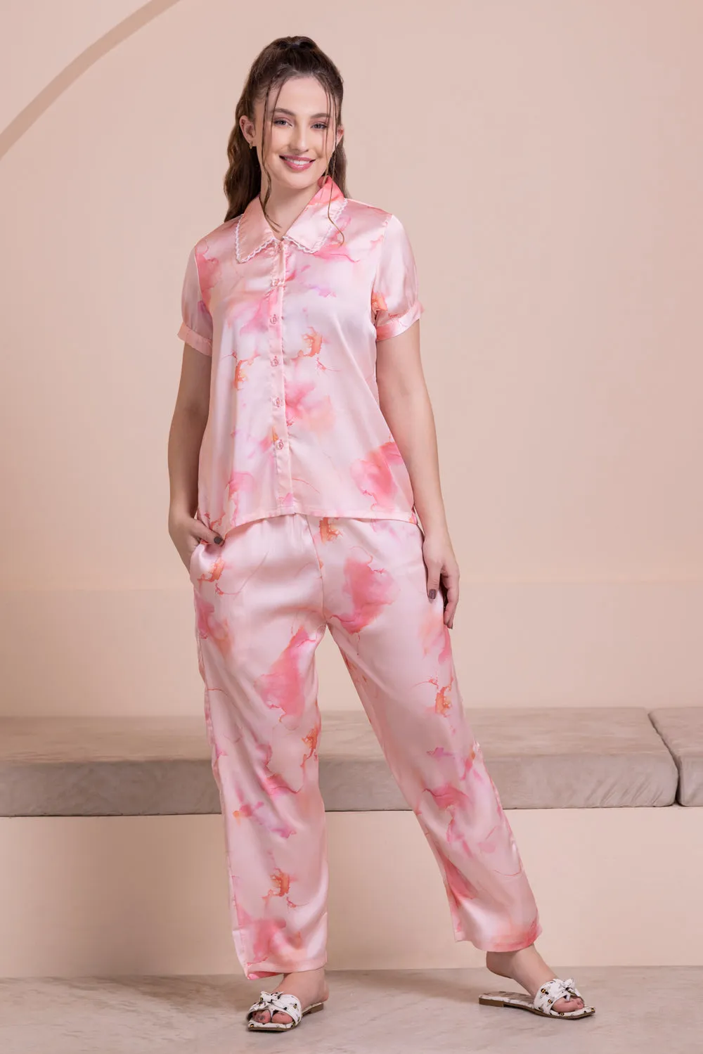 Summer Floral Pj set with Elizabeth Collar