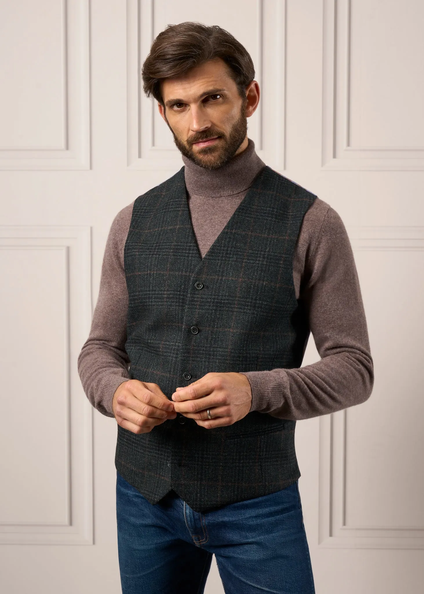 Surrey Tweed Lined Blazer In Green Check - Regular Fit