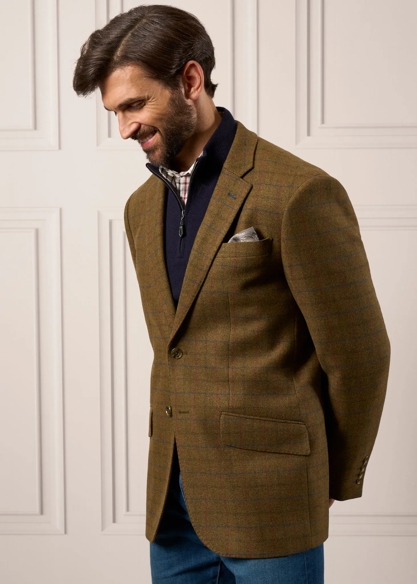 Regular Fit Moor Surrey Tweed Lined Blazer with Optimal Title