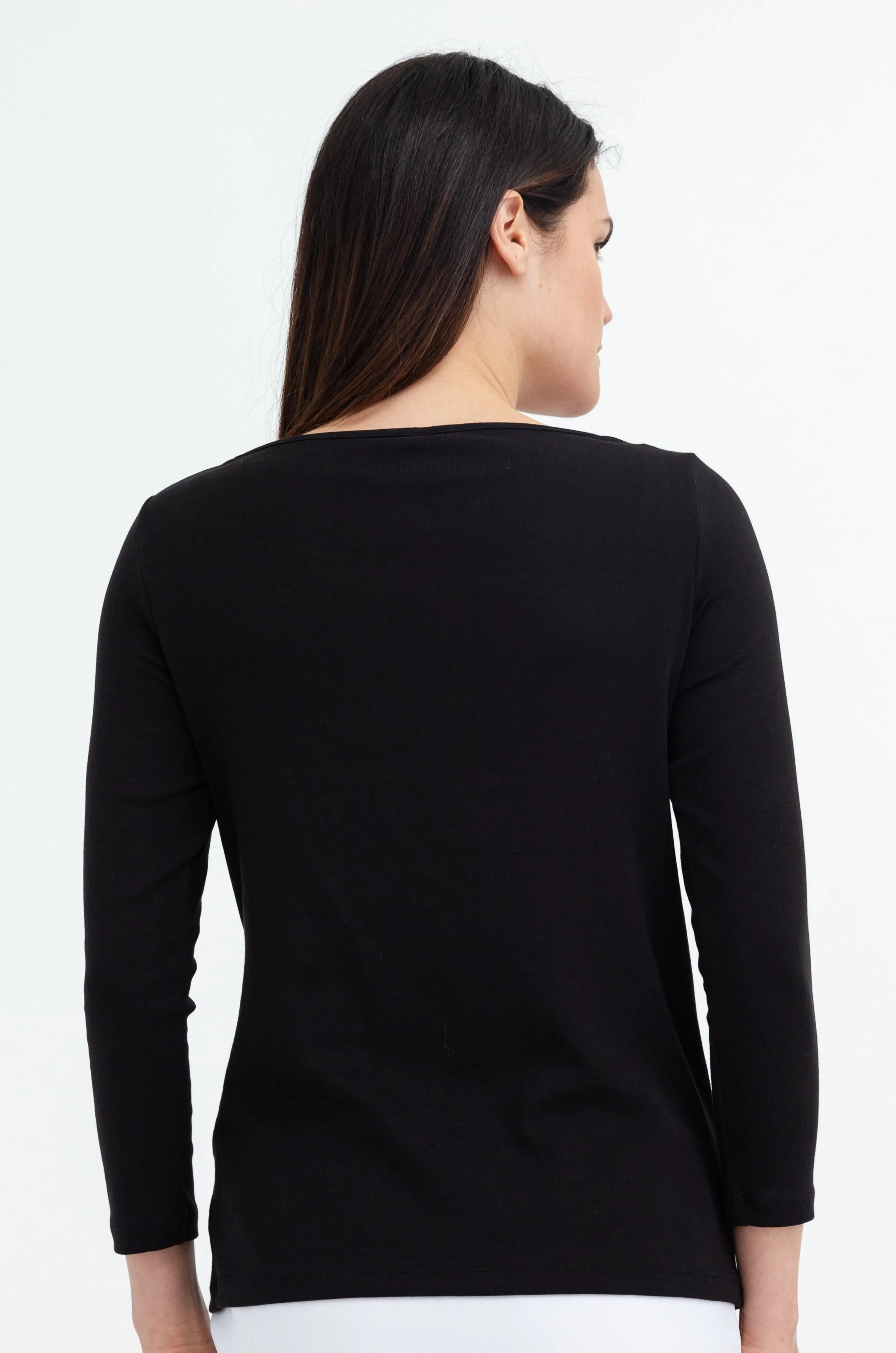 THREE-QUARTER SLEEVE BATEAU IN PIMA COTTON STRETCH - FINAL FEW