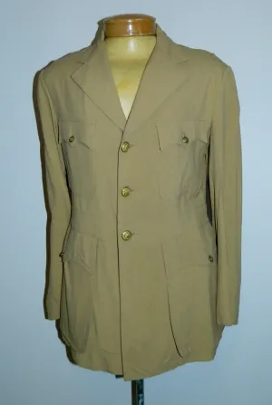 vintage WWII 1940s US Navy tan / khaki wool Summer jacket 3 button blazer tunic