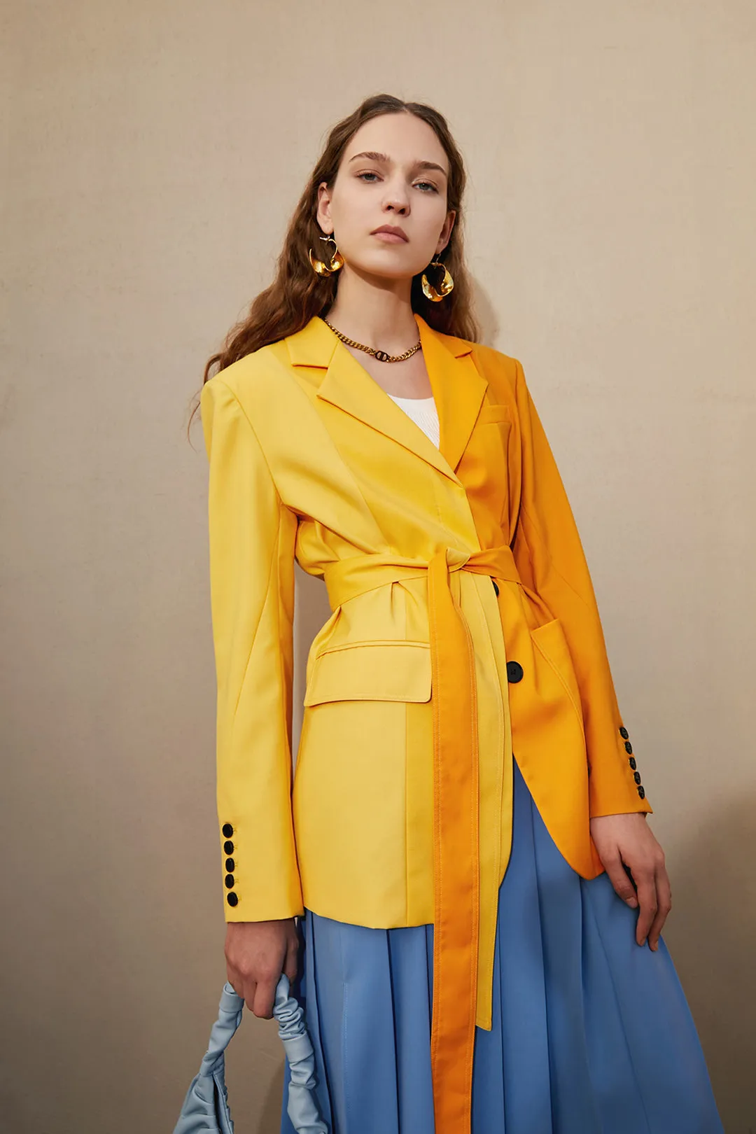 Waist suit jacket | Yellow suit jacket | Street style suit jacket