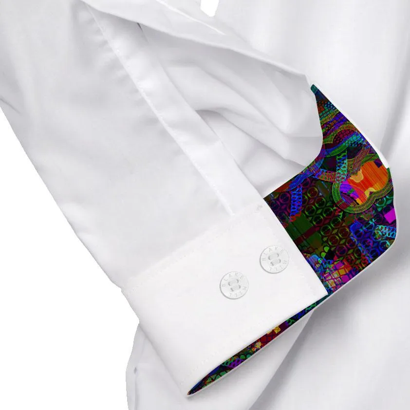 White with Satellite Interference Button-Down Shirt