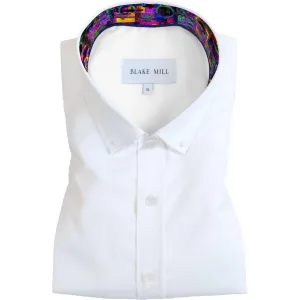 White with Satellite Interference Button-Down Shirt