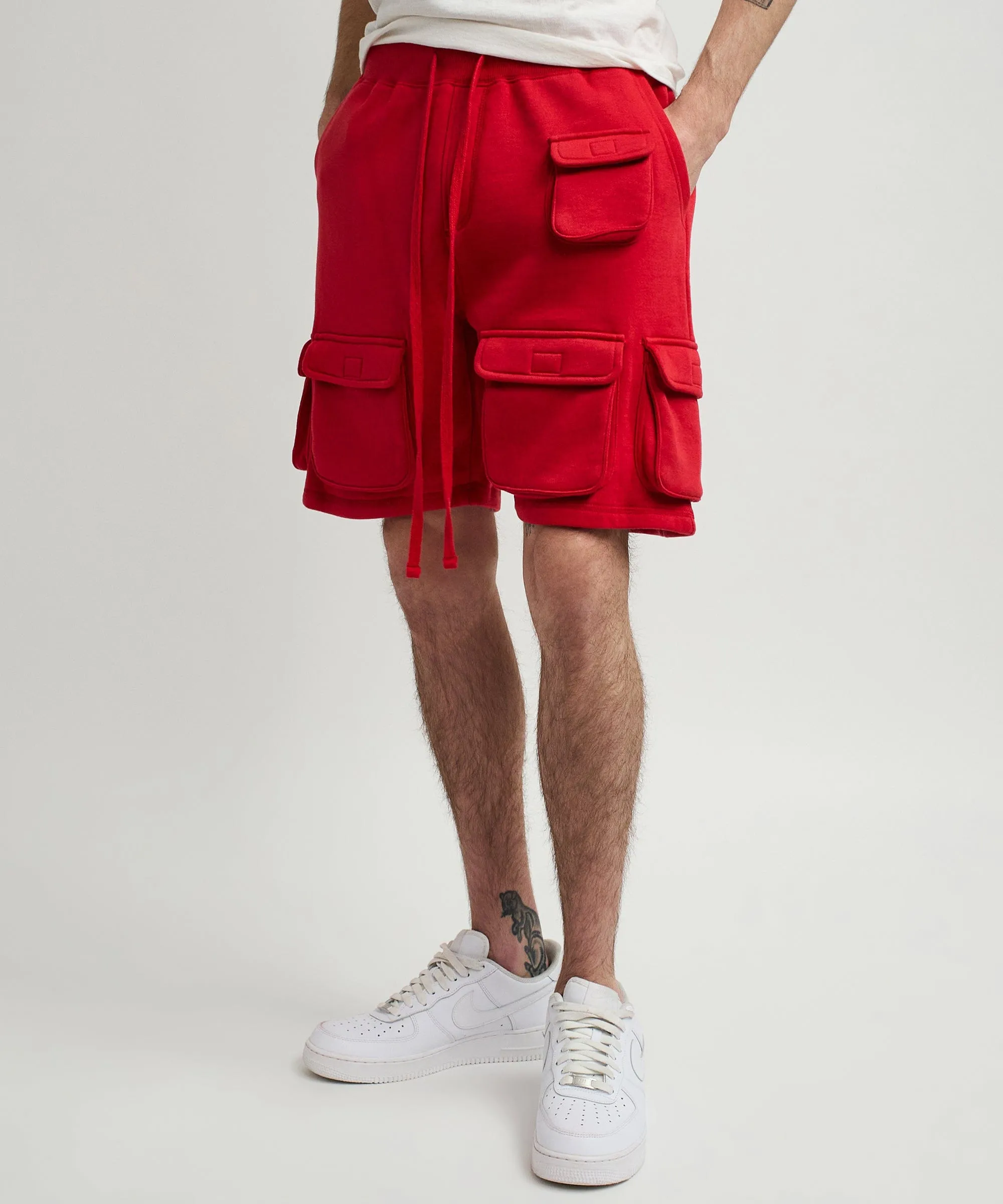 Whitecloud Cargo Fleece Shorts - Red