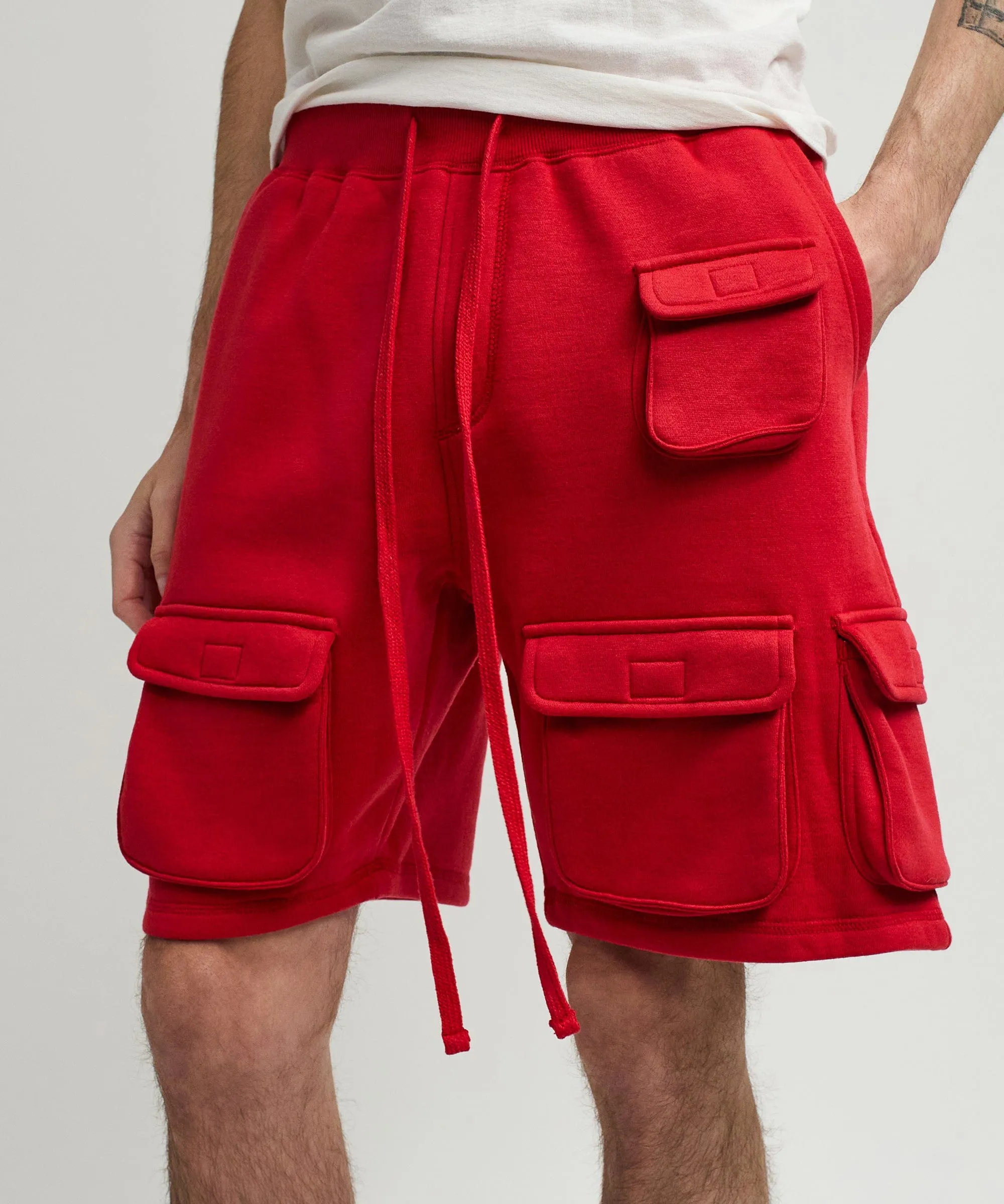 Whitecloud Cargo Fleece Shorts - Red