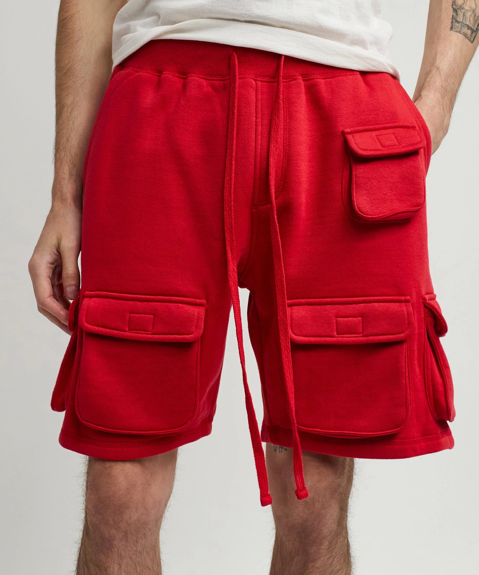 Whitecloud Cargo Fleece Shorts - Red