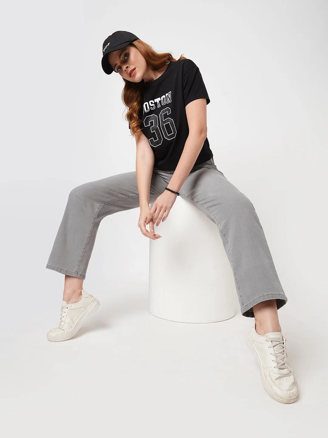 Women Grey High-Rise Loose Straight Jeans