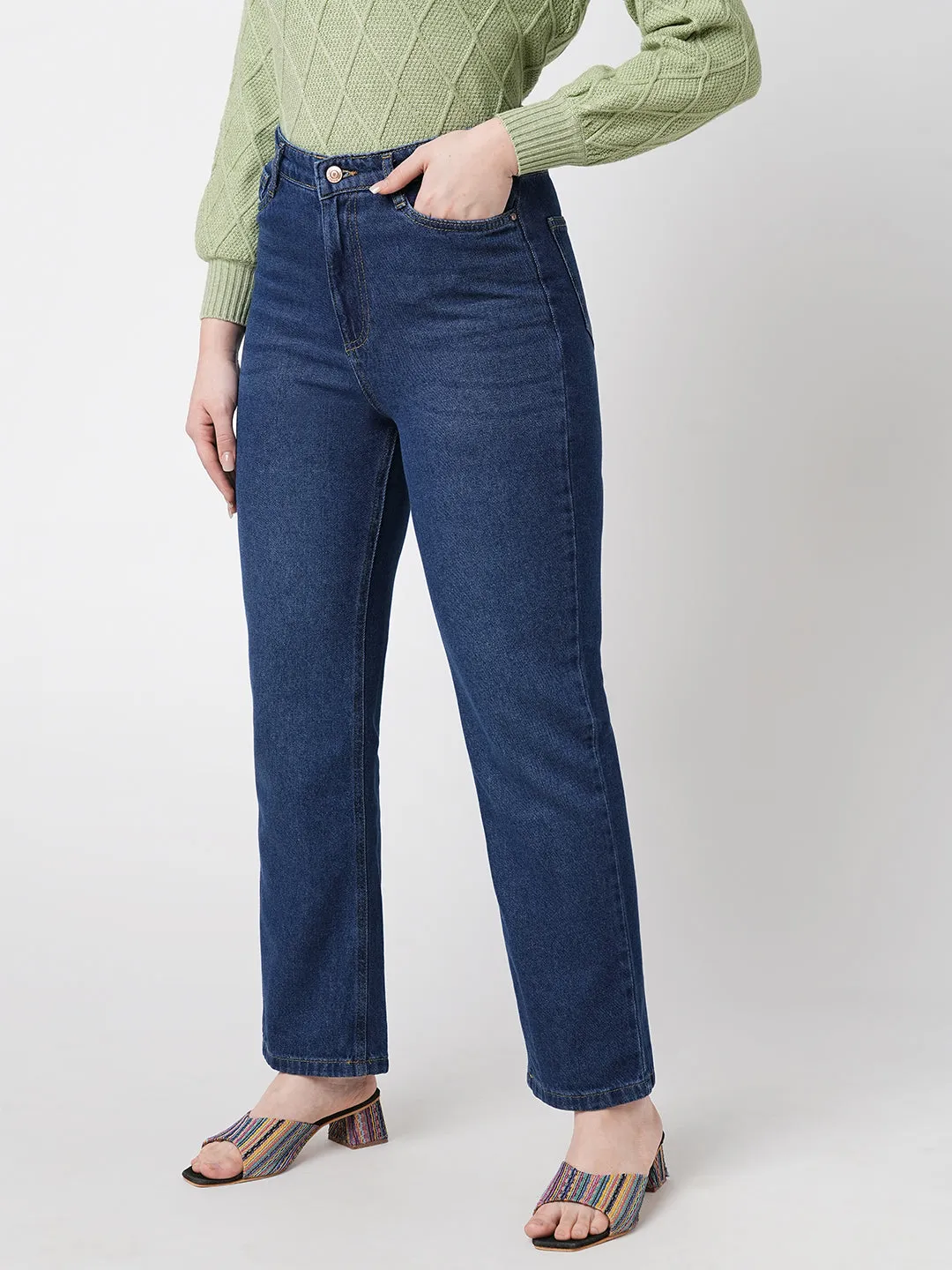 Women High-Rise Loose Straight Fit Jeans