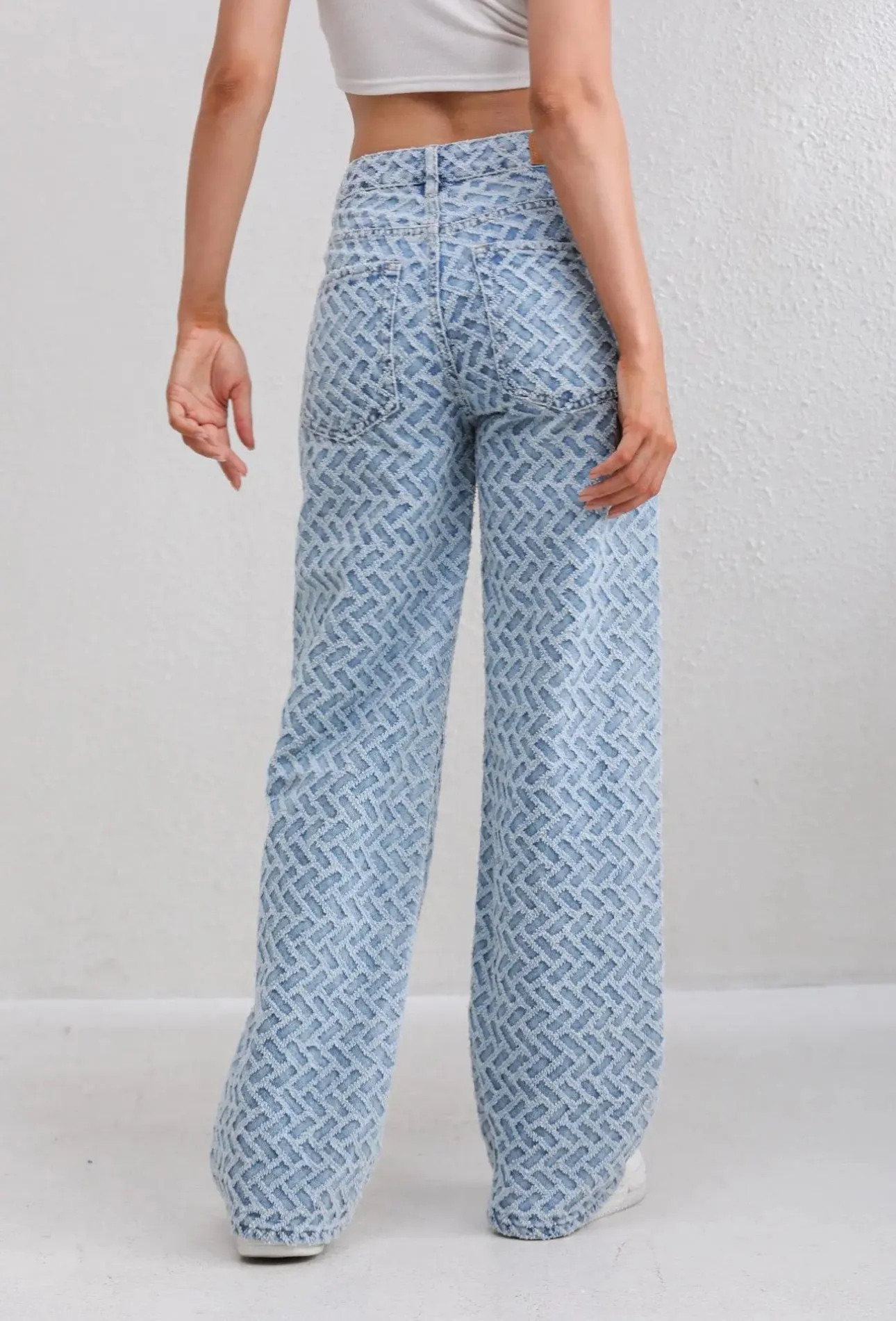 Zeena Denim Blue Patterned jeans